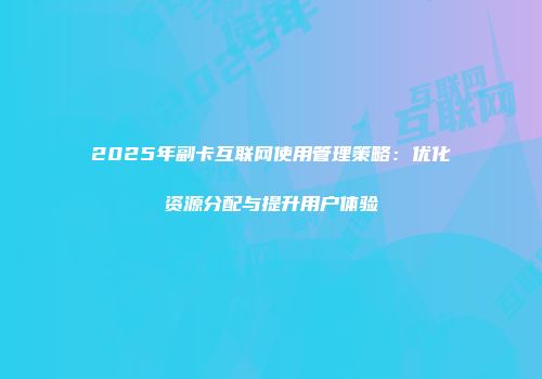 2025年副卡互联网使用管理策略：优化资源分配与提升用户体验