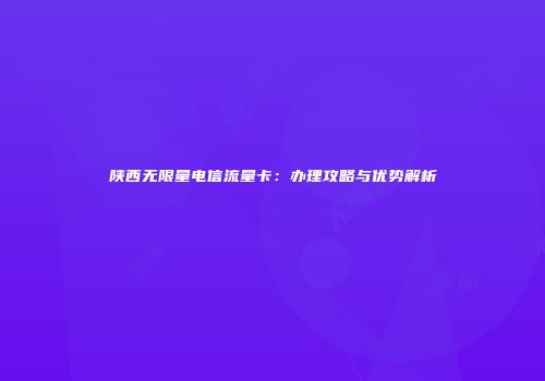 陕西无限量电信流量卡：办理攻略与优势解析