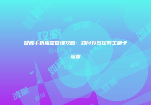 智能手机流量管理攻略：如何有效控制主副卡流量