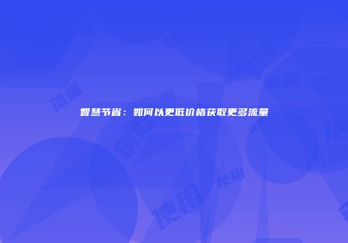 智慧节省：如何以更低价格获取更多流量