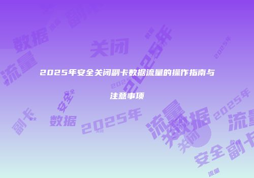 2025年安全关闭副卡数据流量的操作指南与注意事项