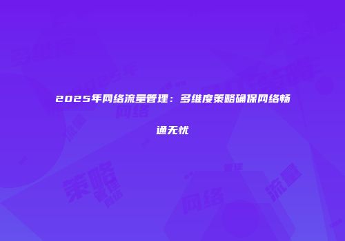 2025年网络流量管理：多维度策略确保网络畅通无忧