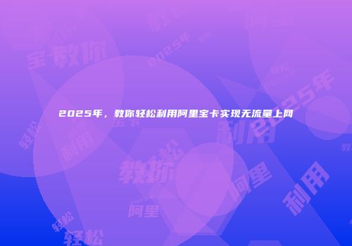 2025年，教你轻松利用阿里宝卡实现无流量上网