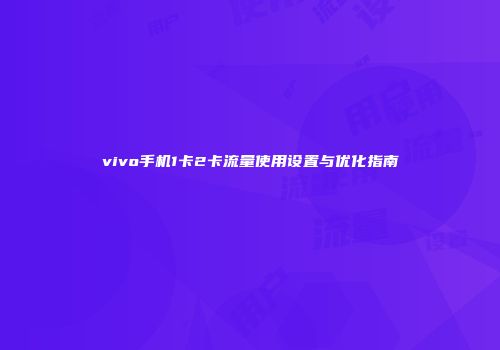 vivo手机1卡2卡流量使用设置与优化指南