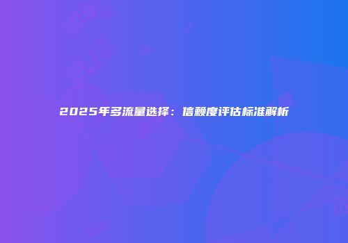 2025年多流量选择：信赖度评估标准解析