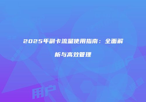 2025年副卡流量使用指南：全面解析与高效管理