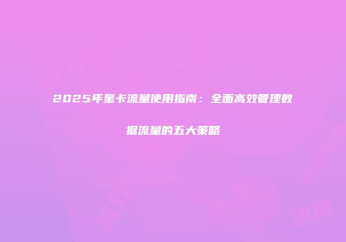 2025年星卡流量使用指南：全面高效管理数据流量的五大策略