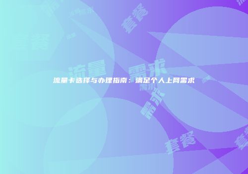 流量卡选择与办理指南：满足个人上网需求
