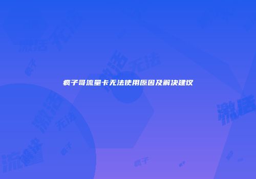 疯子哥流量卡无法使用原因及解决建议