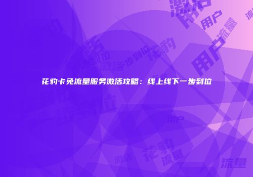 花豹卡免流量服务激活攻略：线上线下一步到位