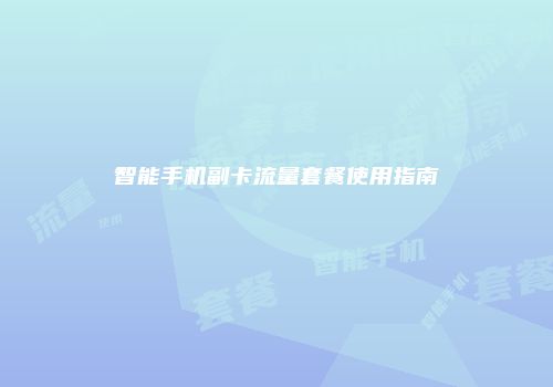 智能手机副卡流量套餐使用指南