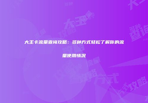 大王卡流量查询攻略：多种方式轻松了解你的流量使用情况