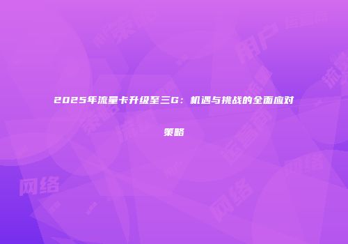 2025年流量卡升级至三G：机遇与挑战的全面应对策略