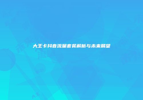 大王卡抖音流量套餐解析与未来展望