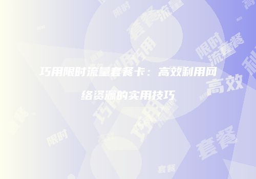 巧用限时流量套餐卡：高效利用网络资源的实用技巧