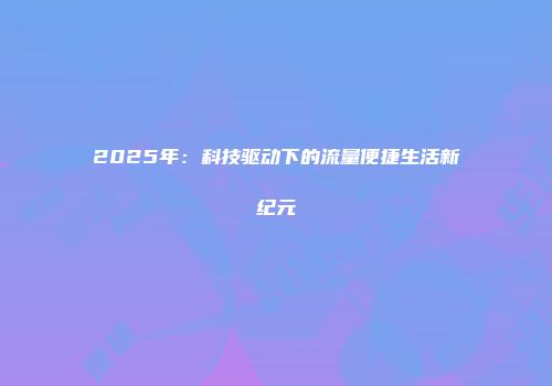 2025年：科技驱动下的流量便捷生活新纪元