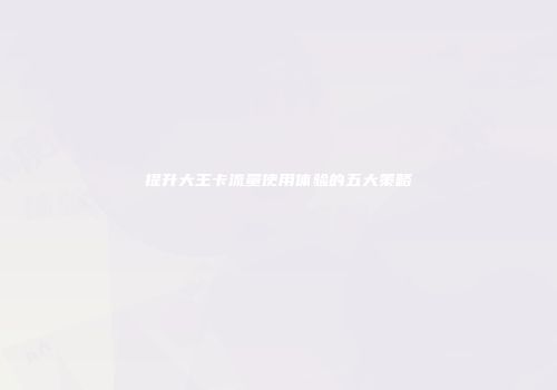 提升大王卡流量使用体验的五大策略