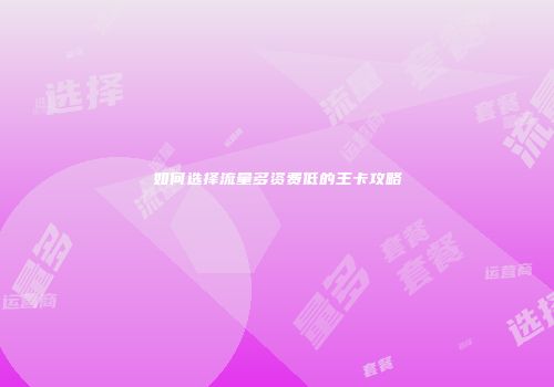 如何选择流量多资费低的王卡攻略