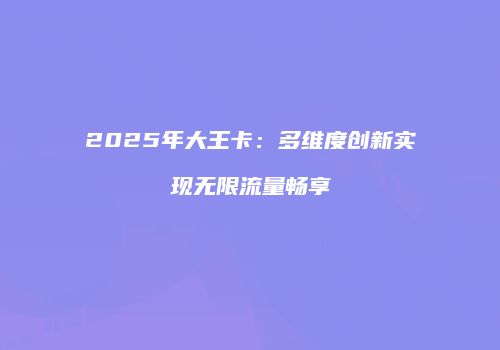2025年大王卡：多维度创新实现无限流量畅享