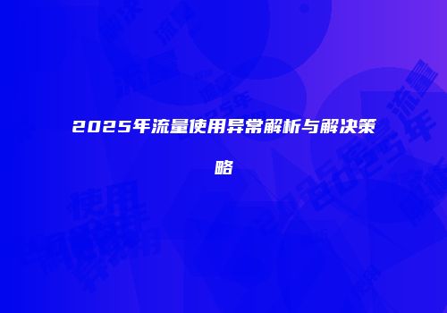 2025年流量使用异常解析与解决策略