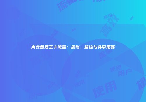 高效管理王卡流量：规划、监控与共享策略