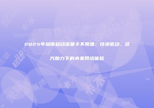 2025年湖南移动流量卡不限速：技术驱动，多方助力下的未来网络体验