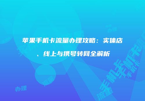 苹果手机卡流量办理攻略：实体店、线上与携号转网全解析