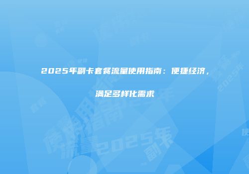 2025年副卡套餐流量使用指南：便捷经济，满足多样化需求