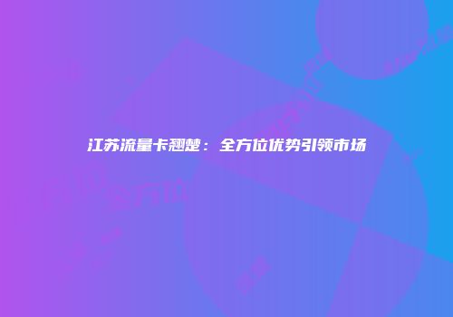 江苏流量卡翘楚：全方位优势引领市场