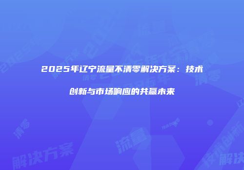 2025年辽宁流量不清零解决方案：技术创新与市场响应的共赢未来