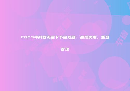 2025年抖音流量卡节省攻略：合理使用，智慧管理