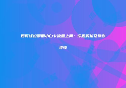 如何轻松禁用小白卡流量上网：详细解析及操作步骤