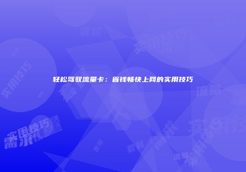 轻松驾驭流量卡：省钱畅快上网的实用技巧