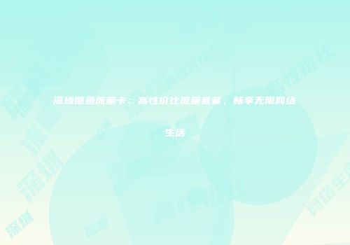 深圳酷鱼流量卡：高性价比流量套餐，畅享无限网络生活