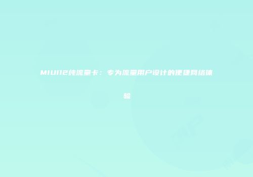 MIUI12纯流量卡：专为流量用户设计的便捷网络体验