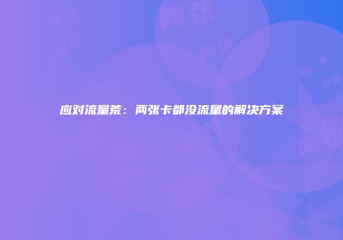 应对流量荒：两张卡都没流量的解决方案