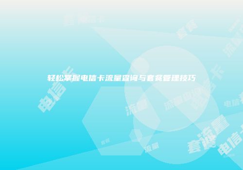 轻松掌握电信卡流量查询与套餐管理技巧