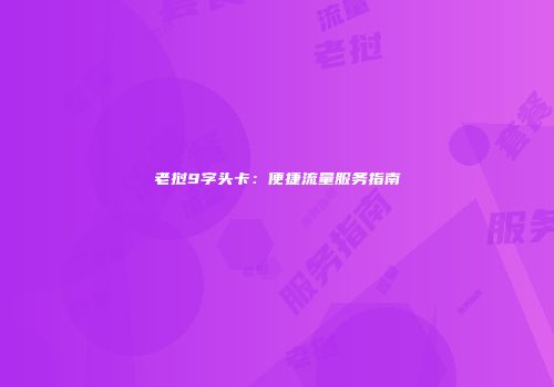 老挝9字头卡：便捷流量服务指南