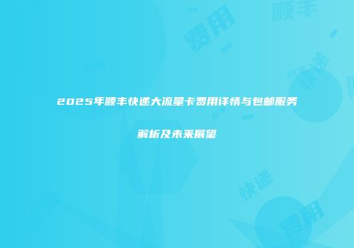 2025年顺丰快递大流量卡费用详情与包邮服务解析及未来展望