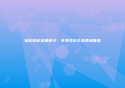 轻松绑定流量副卡，享受性价比高网络体验