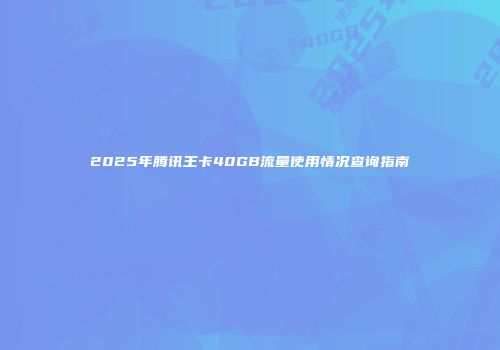 2025年腾讯王卡40GB流量使用情况查询指南
