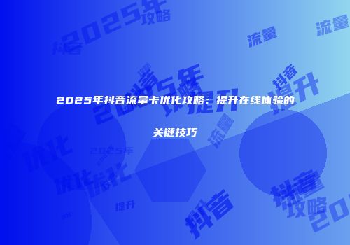 2025年抖音流量卡优化攻略：提升在线体验的关键技巧