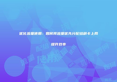 优化流量使用：如何将流量优先分配给副卡上网提升效率