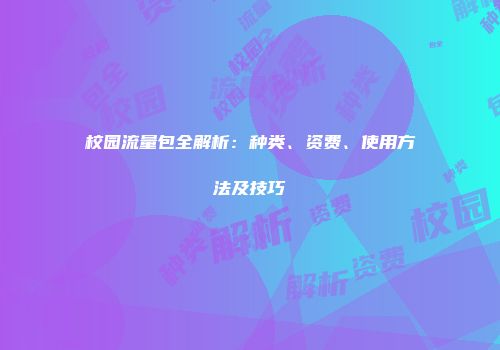 校园流量包全解析：种类、资费、使用方法及技巧
