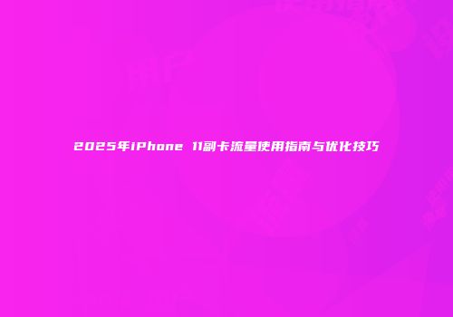 2025年iPhone 11副卡流量使用指南与优化技巧