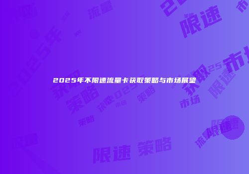 2025年不限速流量卡获取策略与市场展望