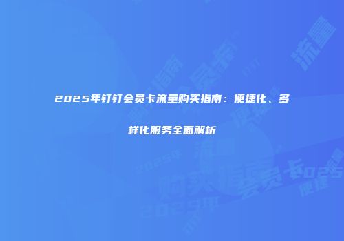 2025年钉钉会员卡流量购买指南：便捷化、多样化服务全面解析