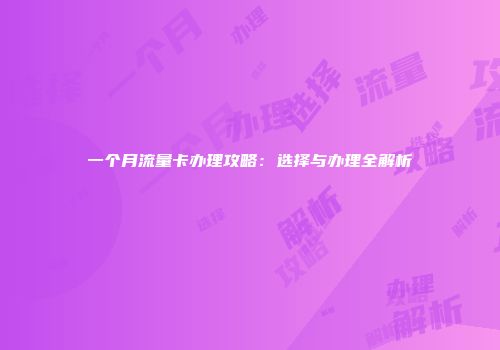一个月流量卡办理攻略：选择与办理全解析