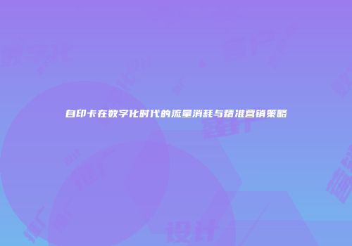 自印卡在数字化时代的流量消耗与精准营销策略