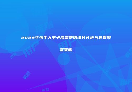 2025年快手大王卡流量使用增长分析与套餐调整策略